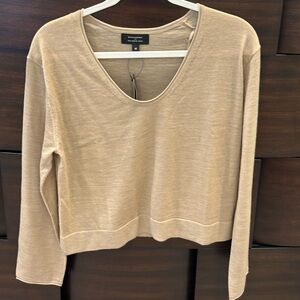 NWT- Banana Republic Beige Merino Wool Cropped Sweater - Medium.